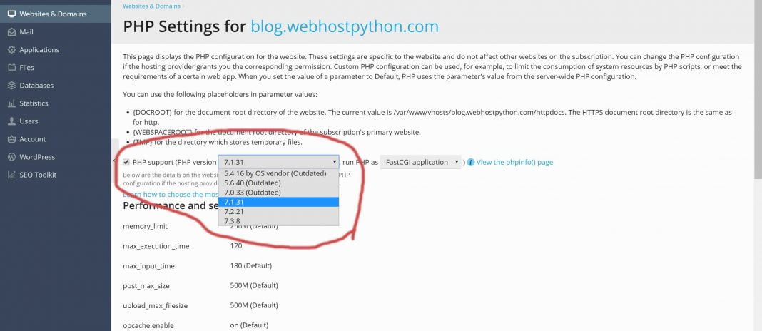 How to change PHP versions in Plesk | Webhostpython