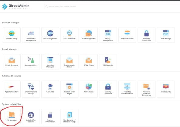 How to use File manager in DirectAdmin | Webhostpython